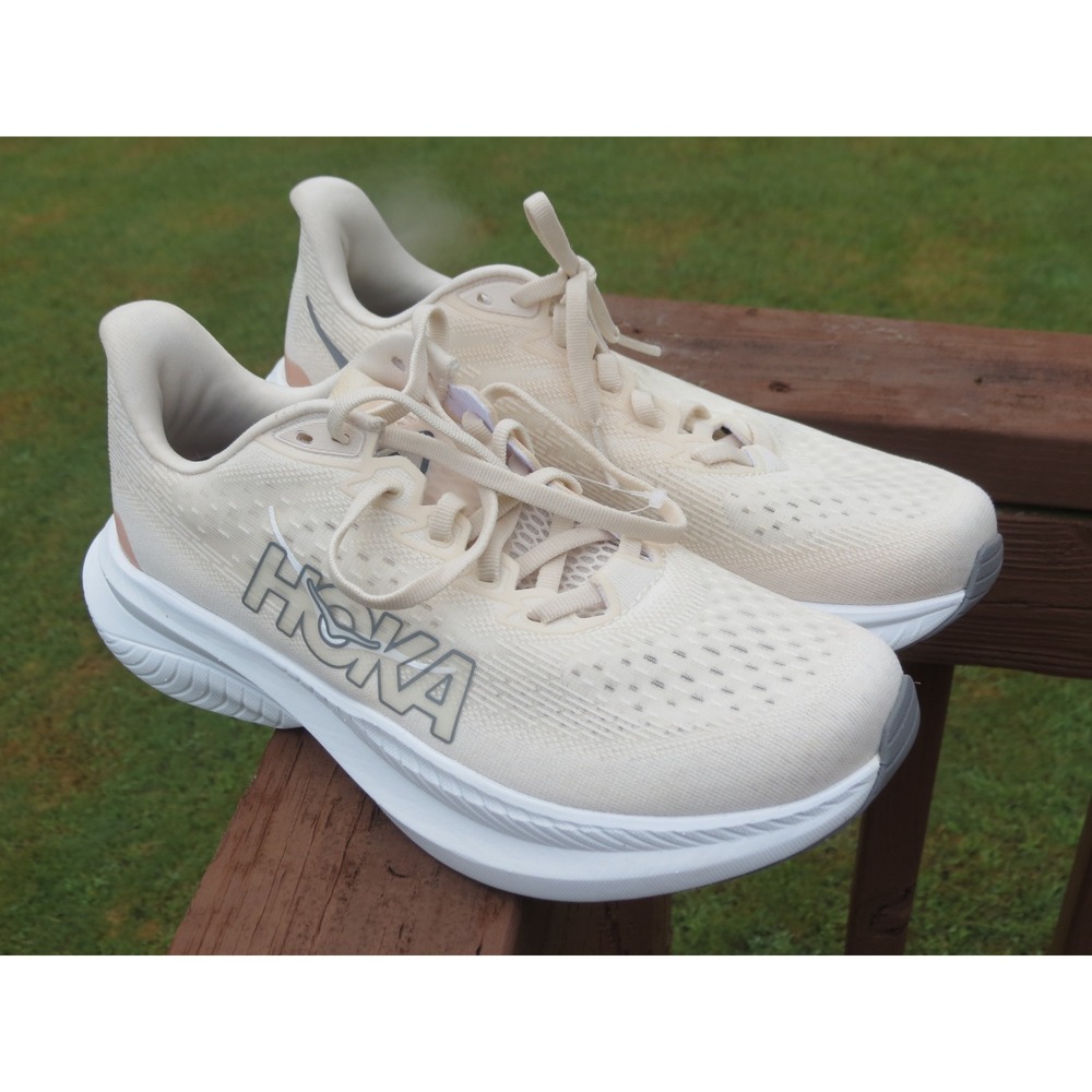 Hoka Mach 6 Running Shoes Womens 7.5 Eggnog Rose Gold Road Trainers 1147810